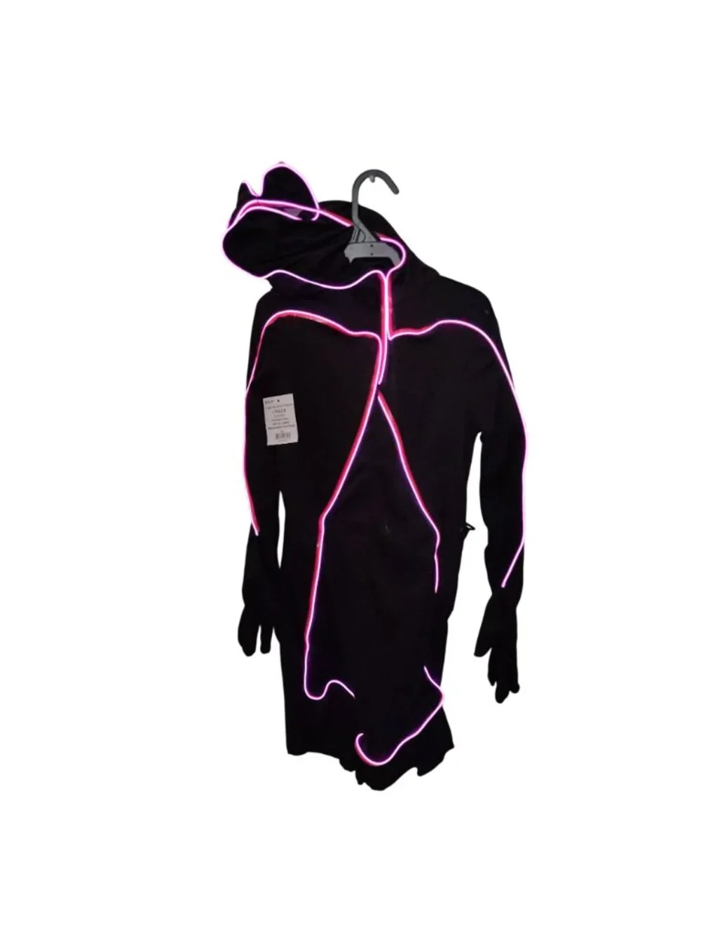 Celebrate Girls S (6/6X) EL Light-Up Stick Figure Hooded Dress Halloween Costume